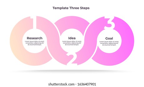 Business infographic elements. Timeline with 3 steps, circles, options. Vector chart.