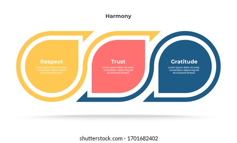 Business infographic elements. Timeline with 3 steps, options, sections. Vector process chart.