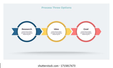 Business Infographic Elements. Timeline With 3 Steps, Options, Circles. Vector Process Chart.