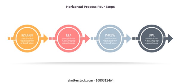 Business infographic elements. Timeline with 4 steps, options, circles. Vector chart.