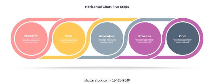 Business infographic elements.  Timeline with 5 steps, circles, options. Vector chart.