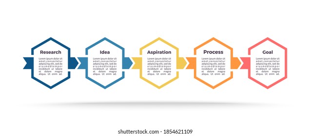 Elementos de infografía empresarial. Línea de tiempo con 5 pasos, opciones, secciones. Gráfico vectorial.