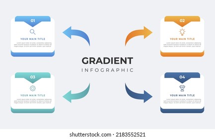 Business Infographic Flat Design. Colourful Infographic Steps With Text Boxes. Business Concept With 4 Steps.