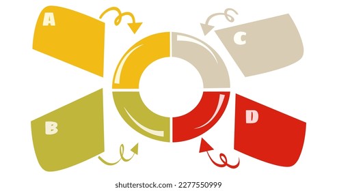 Business Infographic Four options with color drawing label on white background, Vector illustration can be used for layout, workflow, banner, diagram, number options, step-up options, web design.