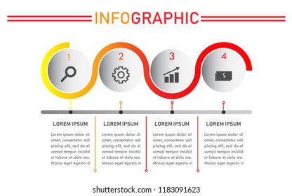 business infographic, four step workflow, vector EPS 10. Can be used for workflow layout, diagram, business step options, banner, web design.