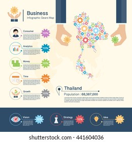 Business Infographic with gears,Thailand map