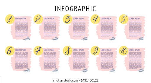 Business infographic  hand drawn template the concept is option step with full color numbers 1-10 can be used for diagram infograph chart business presentation. Vector design element illustration