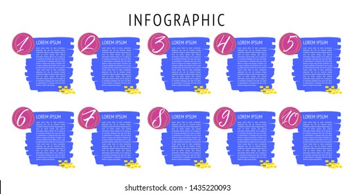 Business infographic  hand drawn template the concept is option step with full color numbers 1-10 can be used for diagram infograph chart business presentation. Vector design element illustration
