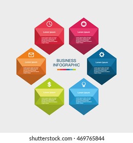 Business infographic hexagon