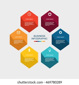 Business infographic hexagon