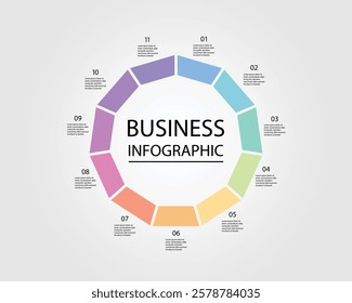 Business Infographic hexagon modern design template for banners and infographics for 11 line step 