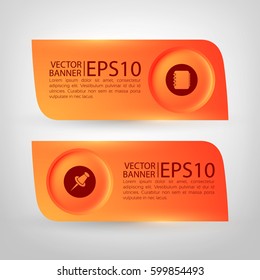 Business infographic horizontal banners in red color with text circle buttons and icons isolated vector illustration