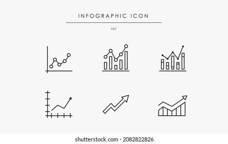Business infographic icon set. Success chart collection with arrow and line isolated on white background. Line icons of growth. Outline infochart pictograms for business and economy. Data graph vector