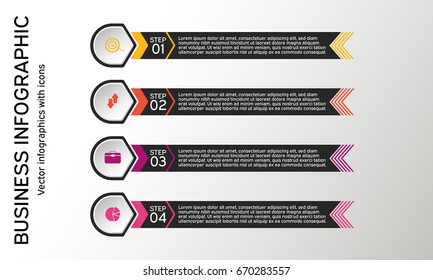 Business infographic with icons. Business diagrams, presentations and charts. Vector background
