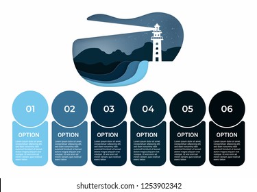 Business infographic. Infographics diagram with lighthouse paper art. template for presentation.