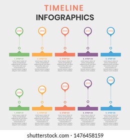 Business infographic and infographics timeline vector template, 5 steps, timeline design template with 5 labels.