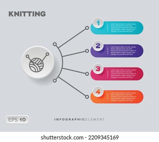Business infographic Knitting Infographic design template with icons and 4 steps. Can be used for workflow layout, diagrams, annual reports, web design