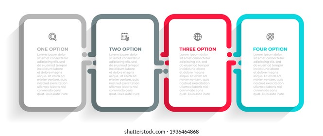 Business infographic label design with icons and 4 steps, options or parts. Vector illustration.