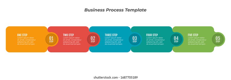 Business Infographic label design with number options. Process with 5 step, option. Vector template.