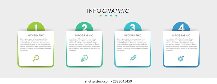 Plantilla de diseño de etiquetas de infografía empresarial con iconos y 4 opciones o pasos.