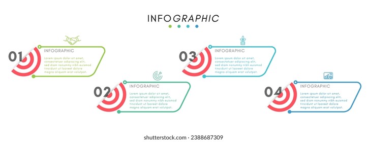 Business infographic label design template with icons and 4 goals, Vector for business targets setting.