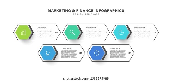 Business Infographic label design template with icons and 5 options or steps.