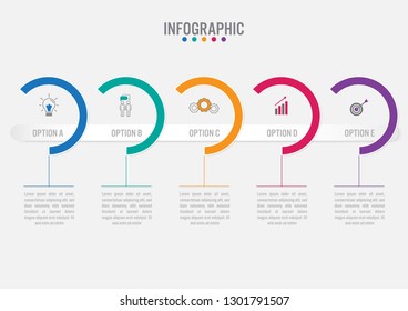 Business infographic labels template with 5 options.Creative concept for infographic.
