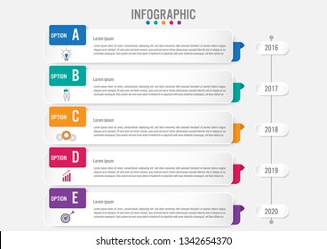 Business infographic labels template with 5 options.Creative concept for infographic.
