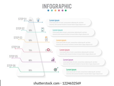 Business infographic labels template with 6 options.Creative concept for infographic.
