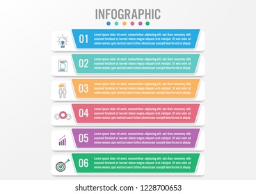 Business infographic labels template with 6 options.Creative concept for infographic.
