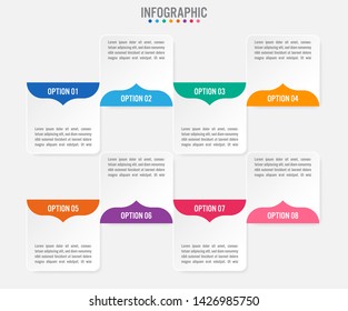 Business infographic labels template with 8 options.Creative concept for infographic.

