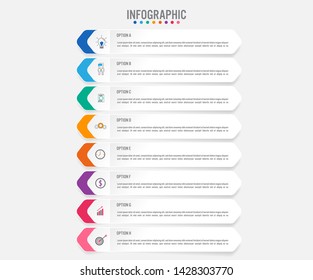 Business infographic labels template with 8 options.Creative concept for infographic.
