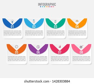 Business infographic labels template with 8 options.Creative concept for infographic.
