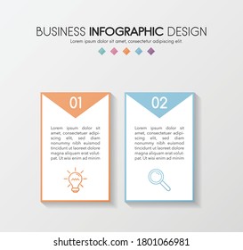 Diseño de infografía de negocio con 2 pasos. Diagrama. Vector