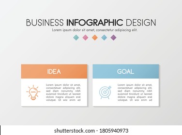 Business infographic layout with 2 steps. Diagram. Vector