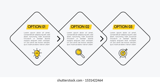 Business infographic layout with 3 steps. Vector