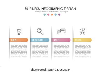 Business infographic layout with 4 steps. Flowchart. Vector