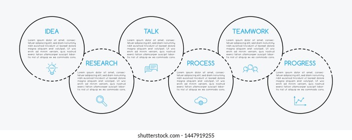 Business infographic layout with 6 steps. Vector