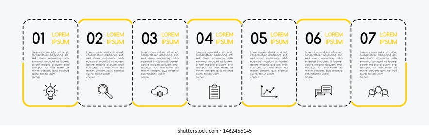 Diseño de infografía empresarial con 7 pasos. Vector