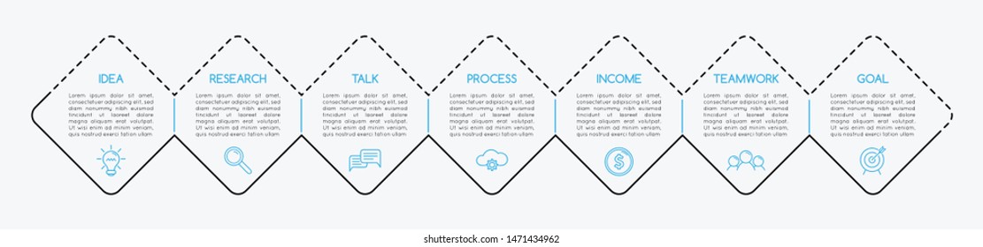 Business infographic layout with 7 steps. Vector