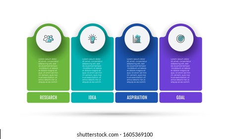 Business Infographic layout design with marketing icons and 4 options, steps or processes. Vector illustration.