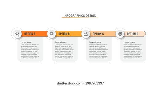Business infographic line process with geometric template design with icons and options or steps. infographics vector flat illustration.