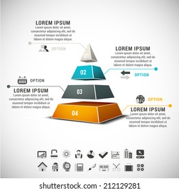 Business infographic made of pyramid.