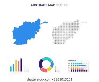 Business Infographic with map of AA abstract set blue dotted map  vector illustration.