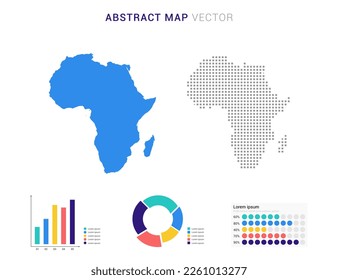 Business Infographic with map of Africa abstract set blue dotted map  vector illustration.