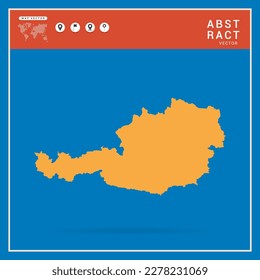 Business Infographic with map of Austria abstract yellow map  vector illustration.