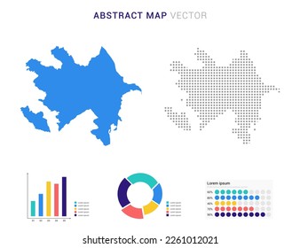 Business Infographic with map of Azerbaijan abstract set blue dotted map  vector illustration. svg