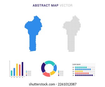 Business Infographic with map of Benin abstract set blue dotted map  vector illustration.
