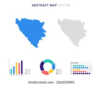 Business Infographic with map of Bosnia and Herzegovina abstract set blue dotted map  vector illustration.