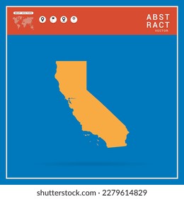 Business Infographic with map of California abstract yellow map  vector illustration.